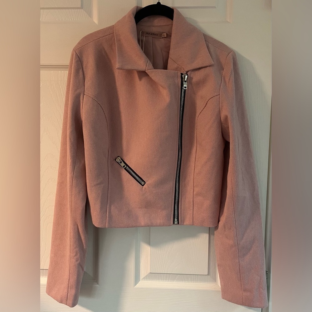 NWT Skylar Rose Herringbone Zip Up Cropped Jacket
